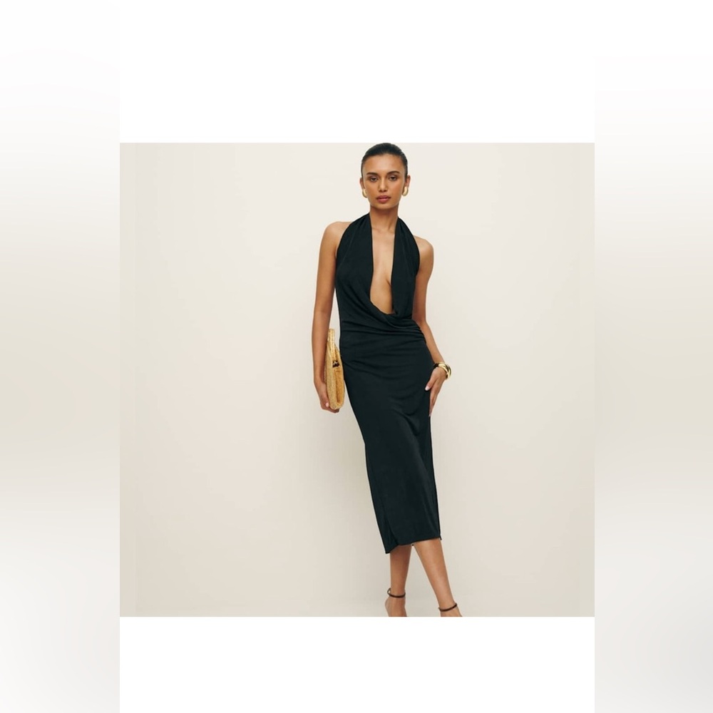 Reformation NWT Consuela Knit Black Halter Dress